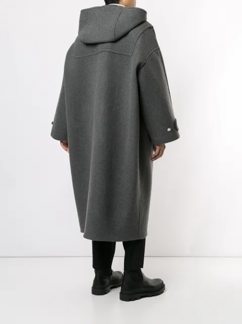 Fumito Ganryu Hooded Duffle Coat In Grey