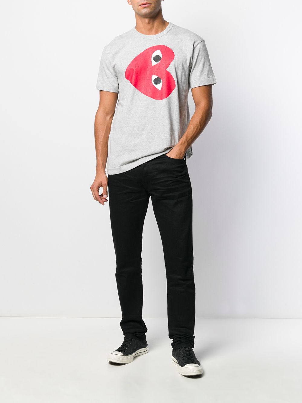 Image 2 of Comme Des Garçons Play heart print crew neck T-shirt