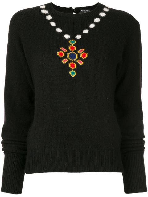 CHANEL 1995 intarsia knit jumper Women