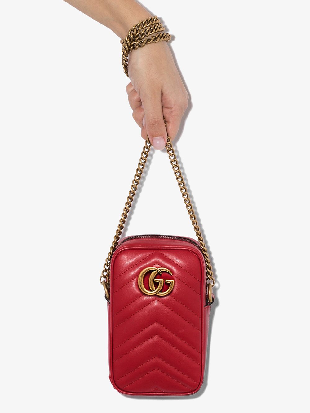 GUCCI RED MARMONT QUILTED LEATHER CROSS BODY BAG,598597DTDCT14549404