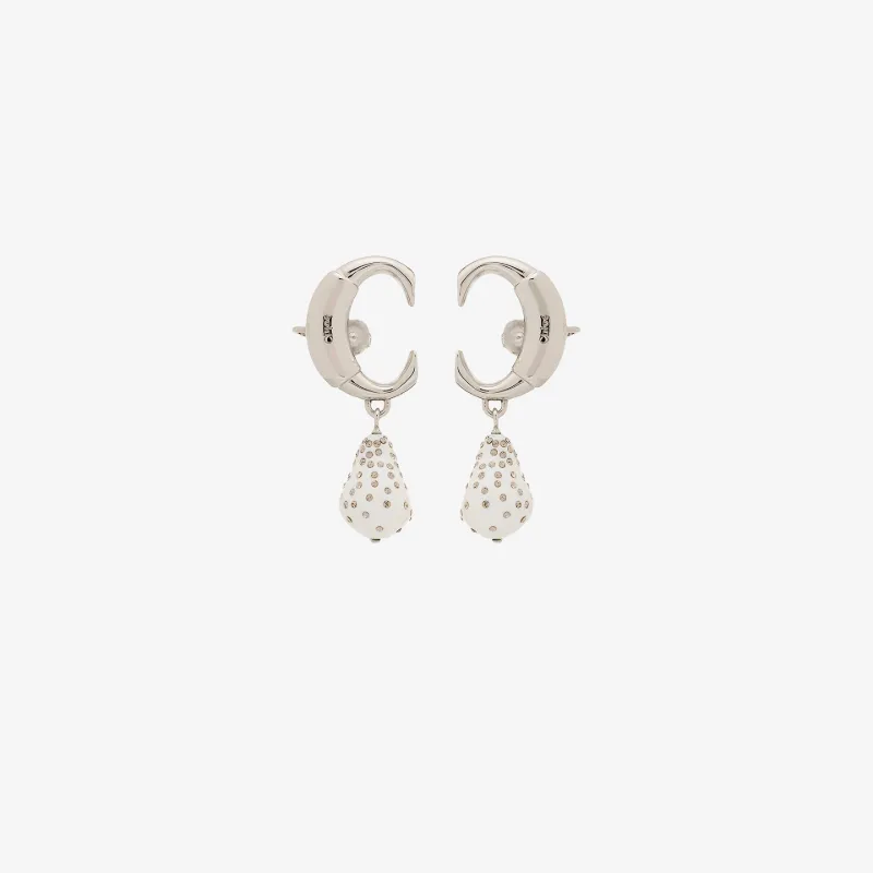 Chloé Womens White Sterling Silver Darcey Crystal Pearl Drop Earrings