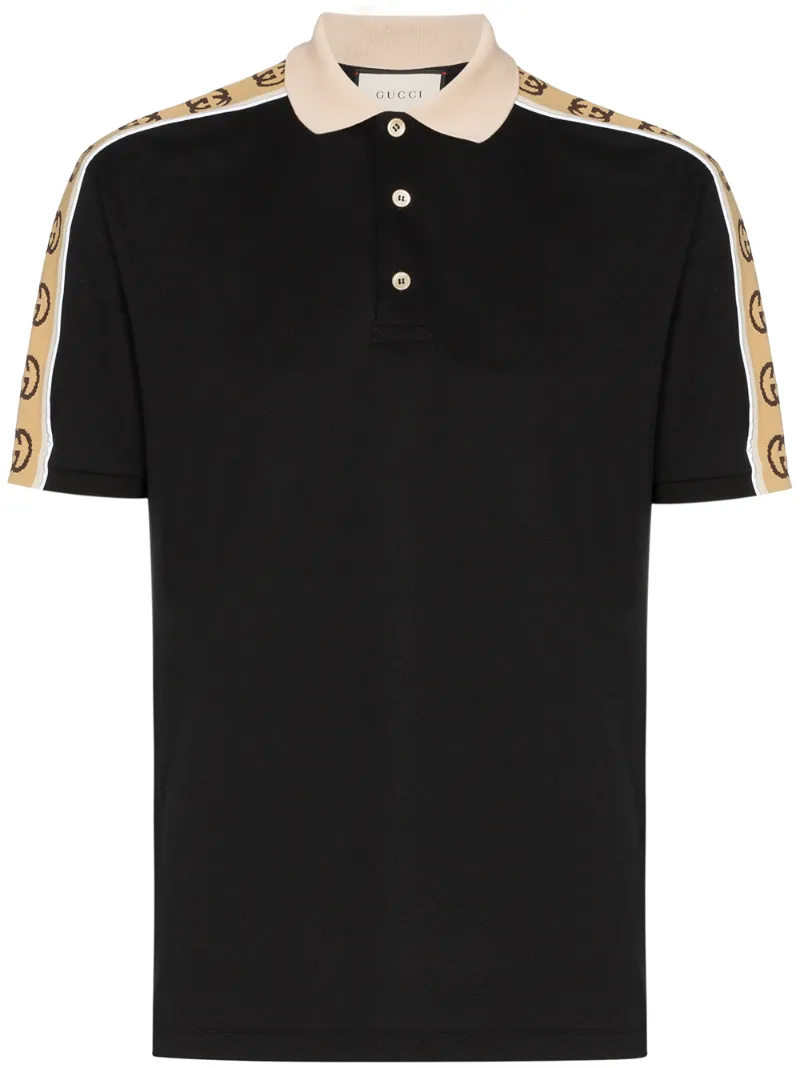Click to view more detailed imagery on our partner's website Gucci Logo-tape Cotton-blend PiquÉ Polo Shirt In Black