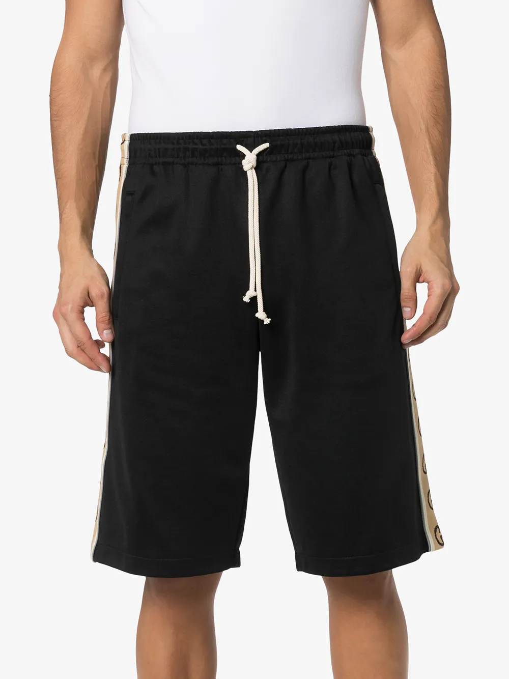 Shop Gucci Gg Web-stripe Track Shorts In Black