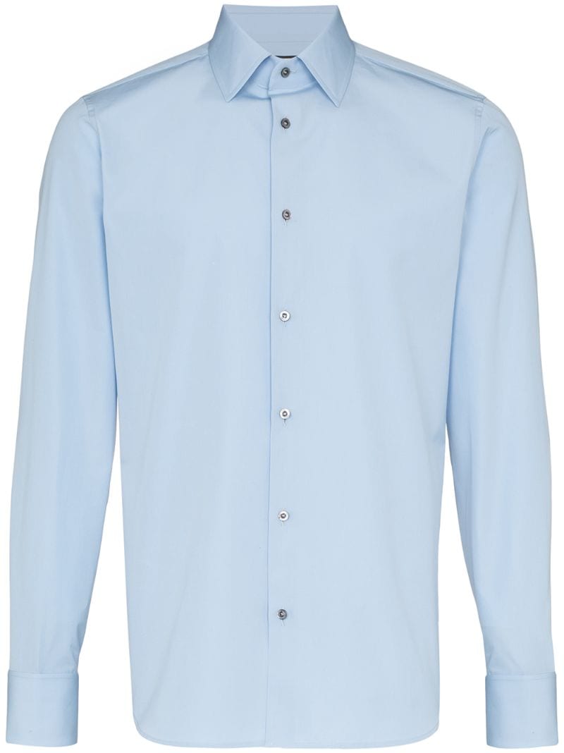Shop Gucci  Cotton-poplin Shirt  In Blue