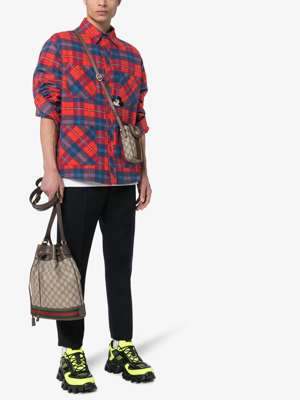 GUCCI GUCCI X DISNEY MICKEY MOUSE CHECKED COTTON SHIRT,591242ZADJX14549623