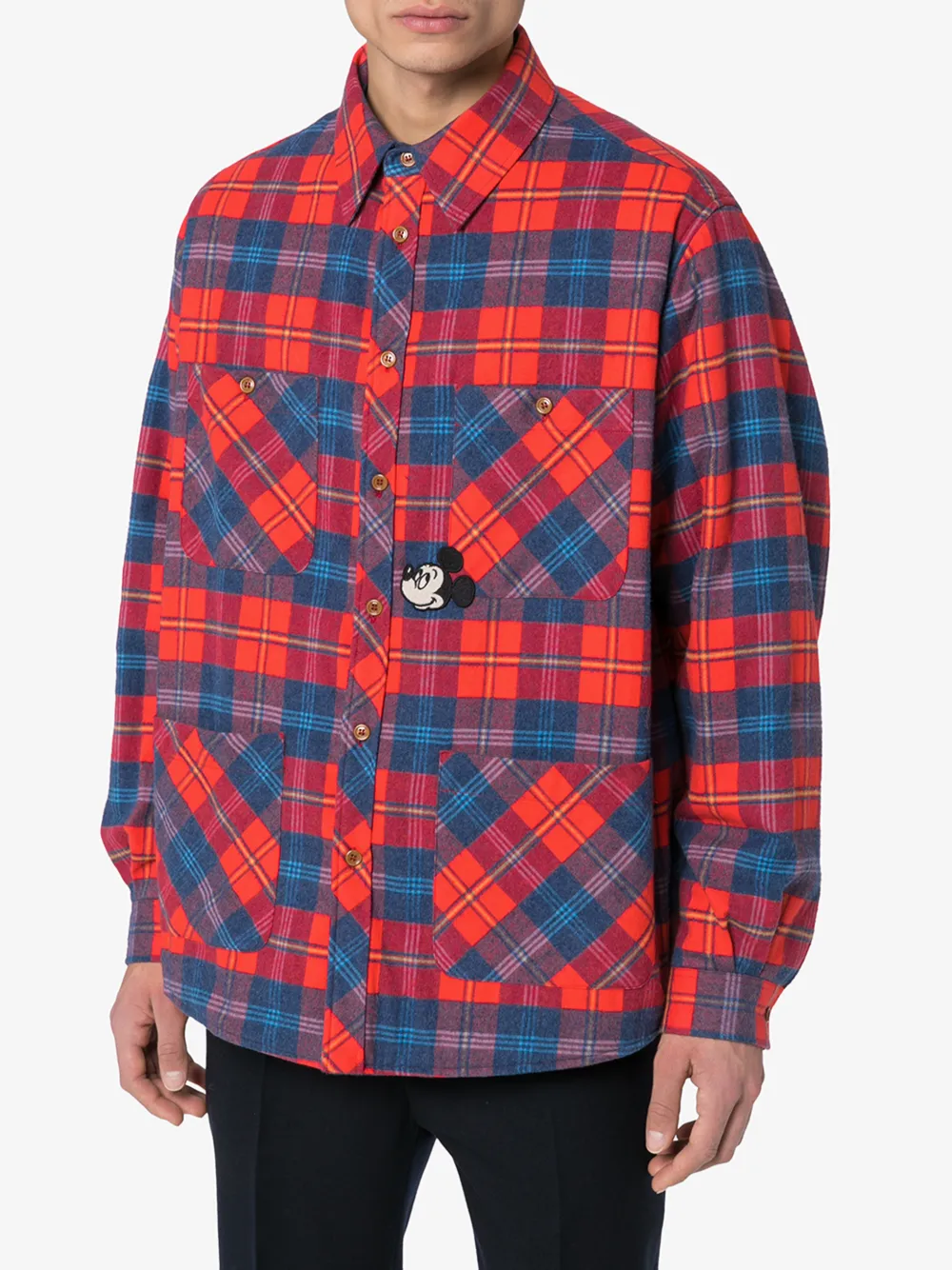 GUCCI GUCCI X DISNEY MICKEY MOUSE CHECKED COTTON SHIRT,591242ZADJX14549623