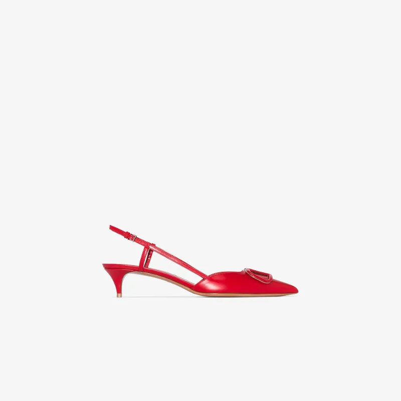 Valentino Women's Vlogo Leather Slingback Pumps In Red