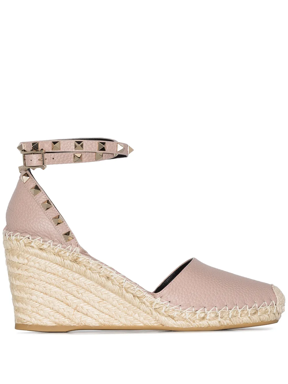 valentino garavani rockstud leather wedge espadrilles