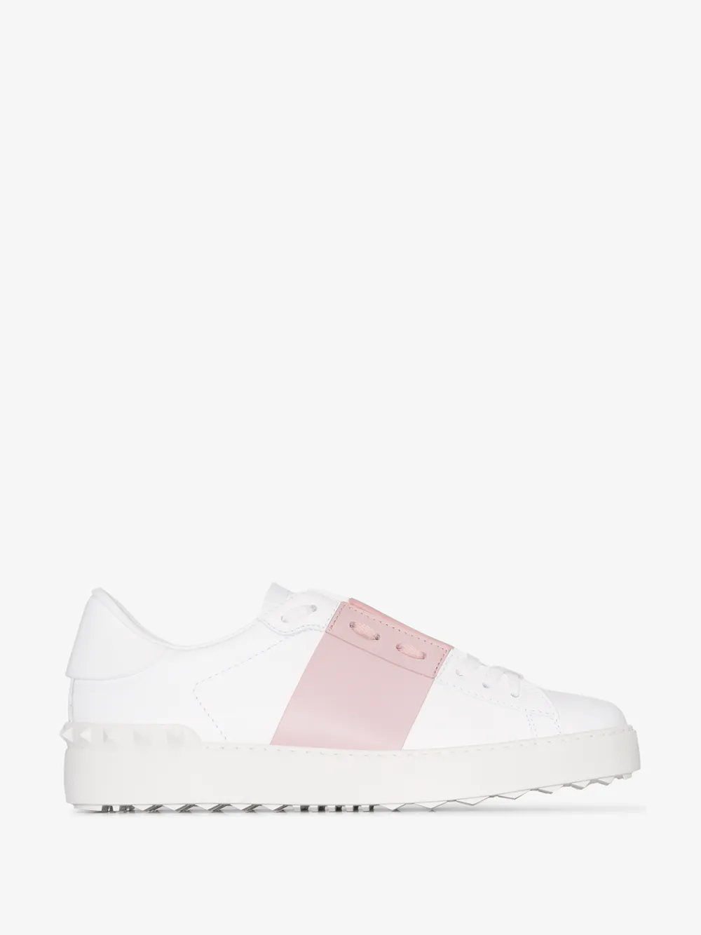 VALENTINO WHITE AND PINK GARAVANI ROCKSTUD UNTITLED SNEAKERS,TW2S0781BLU14549889