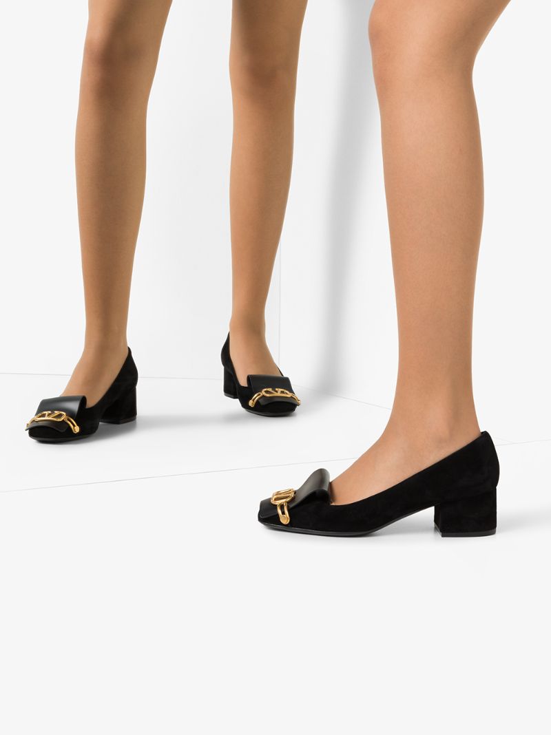 Shop Valentino Vlogo 45mm Pumps In Black