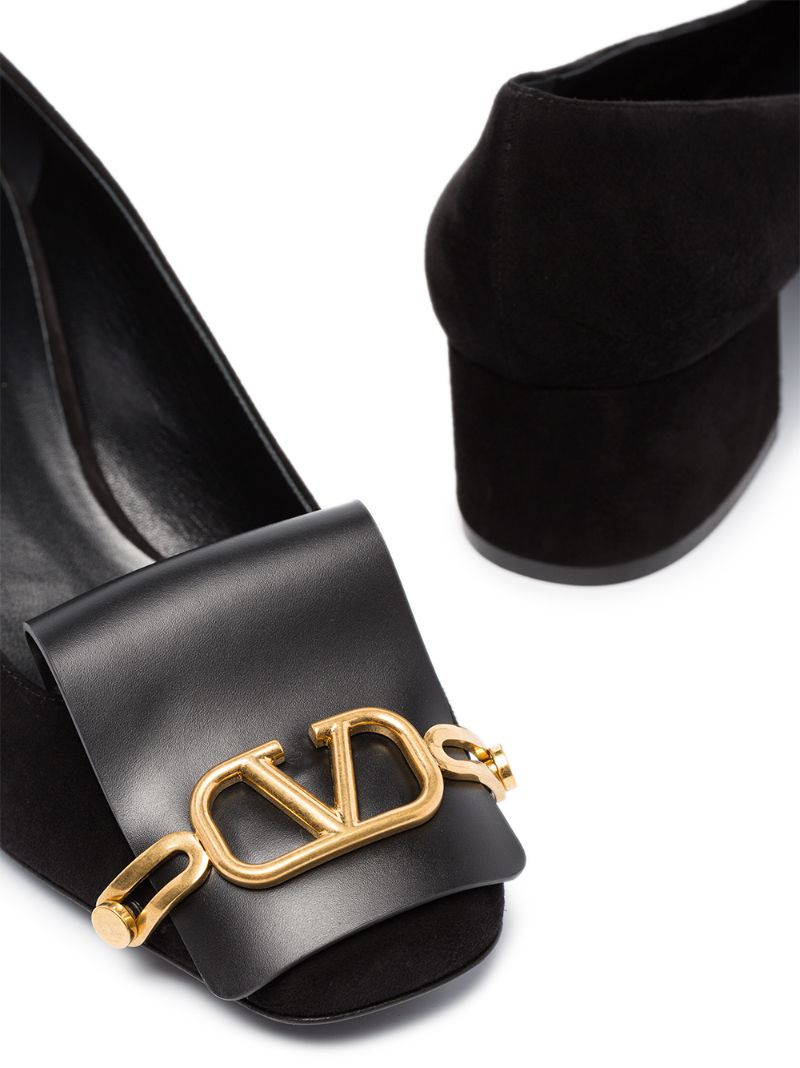 Shop Valentino Vlogo 45mm Pumps In Black