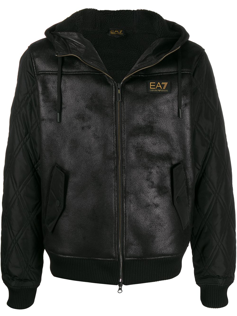 фото Ea7 Emporio Armani куртка с капюшоном и стегаными рукавами