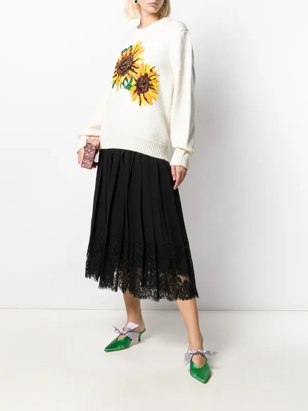 Dolce & Gabbana ドルチェ＆ガッバーナ レースヘム フレアスカート 