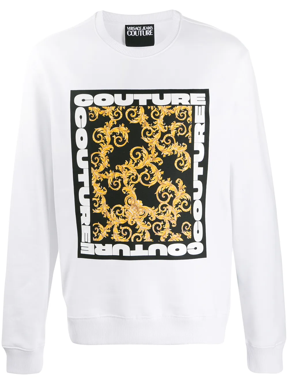 Versace Jeans Couture Tröja Med Barocktryck Farfetch Versace Långärmad Klänning Med Barocktryck Farfetch