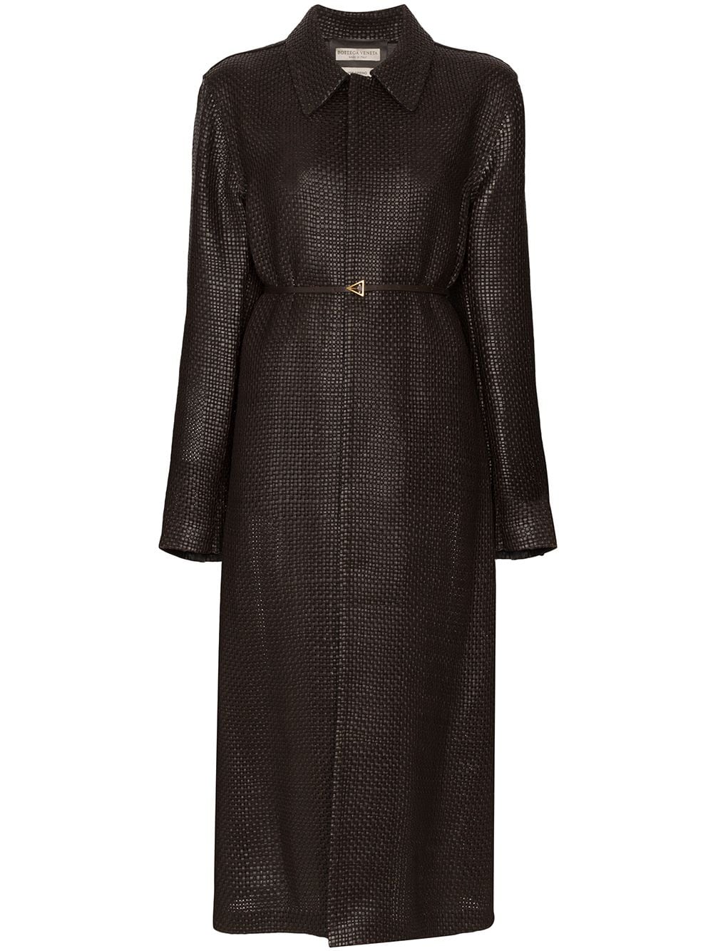 фото Bottega veneta пальто с плетением intrecciato и поясом