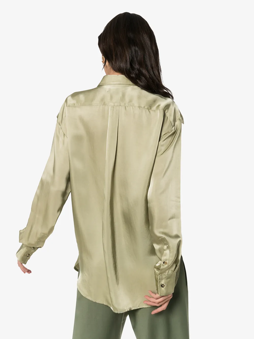 BOTTEGA VENETA SHOULDER PATCH SATIN SHIRT,601035VKI1014553712