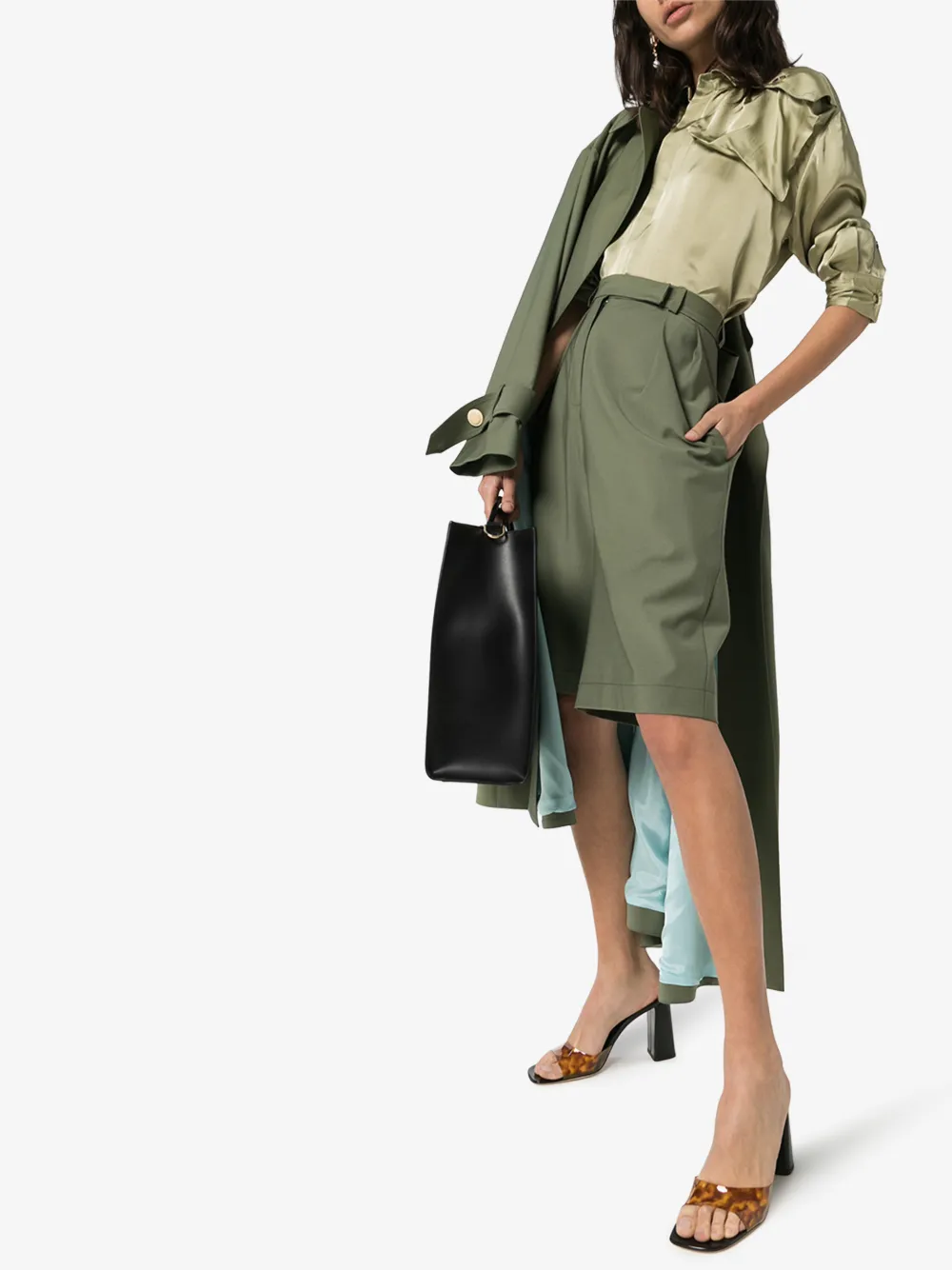 BOTTEGA VENETA SHOULDER PATCH SATIN SHIRT,601035VKI1014553712
