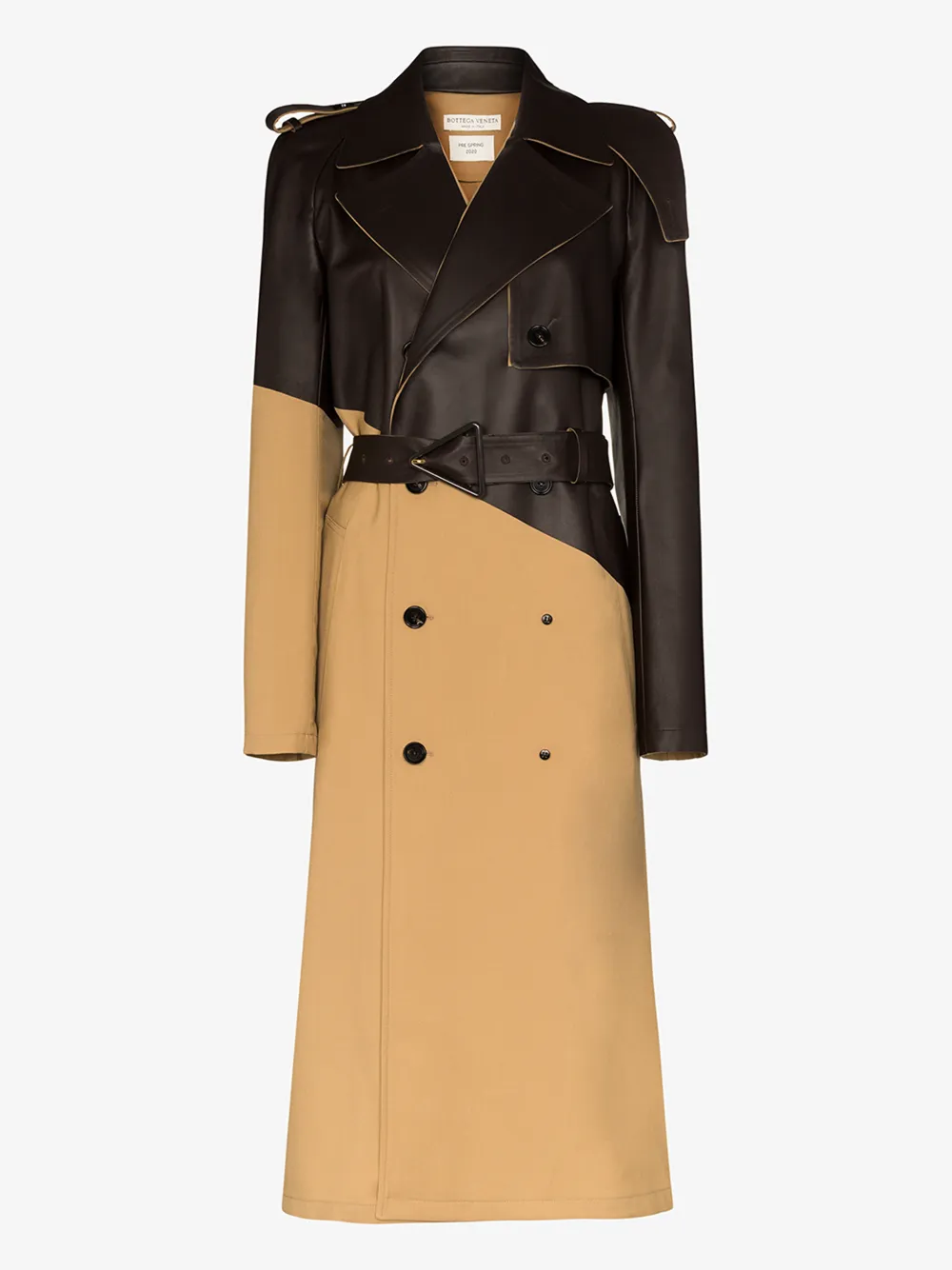 BOTTEGA VENETA BOTTEGA VENETA DIAGONAL LEATHER BELTED WOOL COAT,610475VA5O014553717