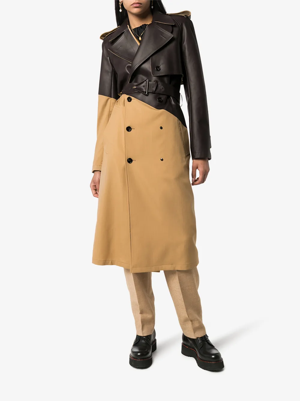 BOTTEGA VENETA BOTTEGA VENETA DIAGONAL LEATHER BELTED WOOL COAT,610475VA5O014553717