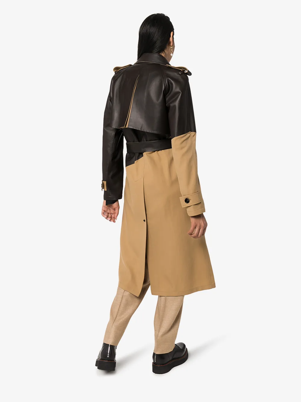 BOTTEGA VENETA BOTTEGA VENETA DIAGONAL LEATHER BELTED WOOL COAT,610475VA5O014553717