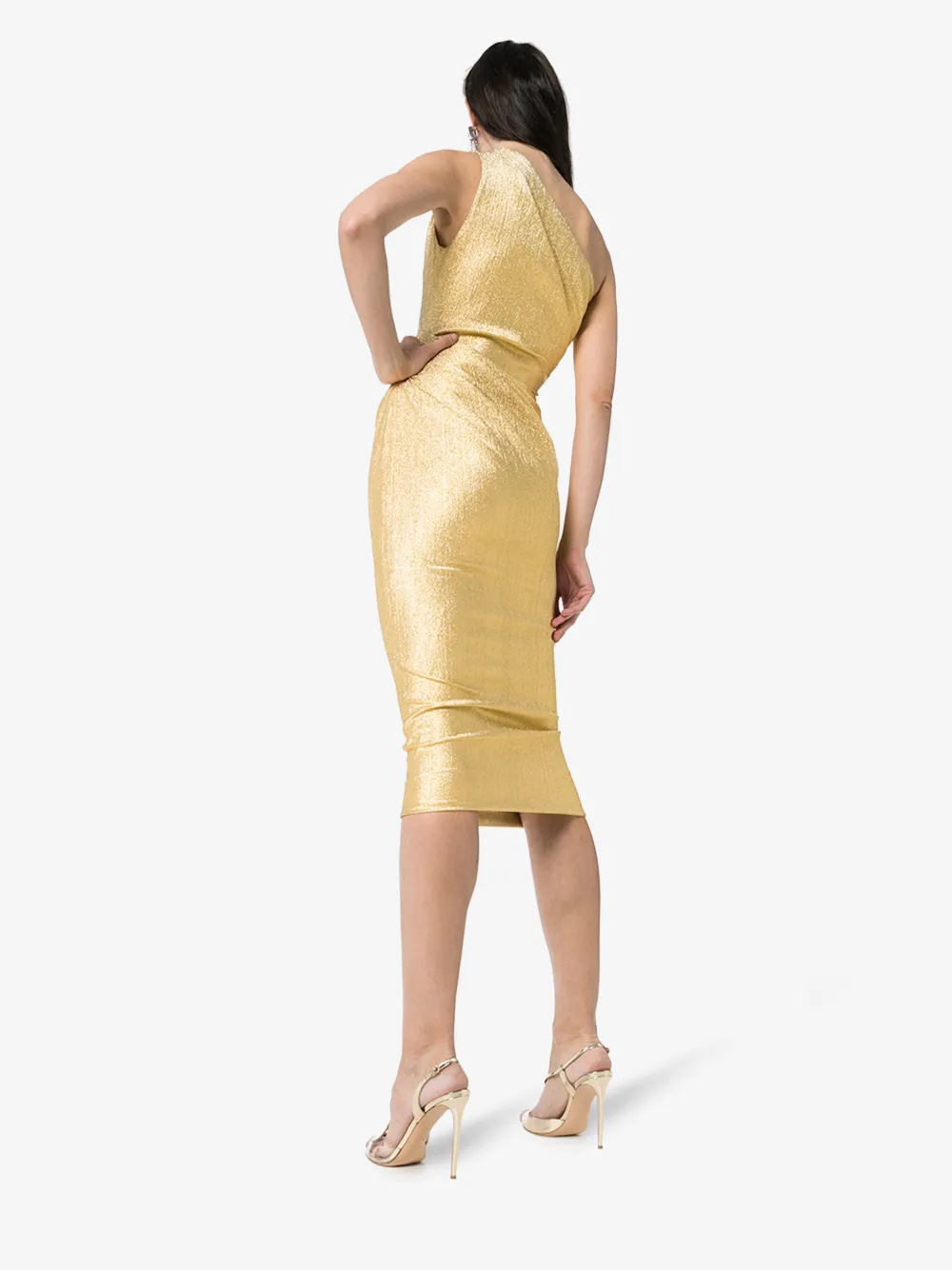 DOLCE & GABBANA ONE SHOULDER METALLIC MIDI DRESS,F6G1GTFURIZ14553750