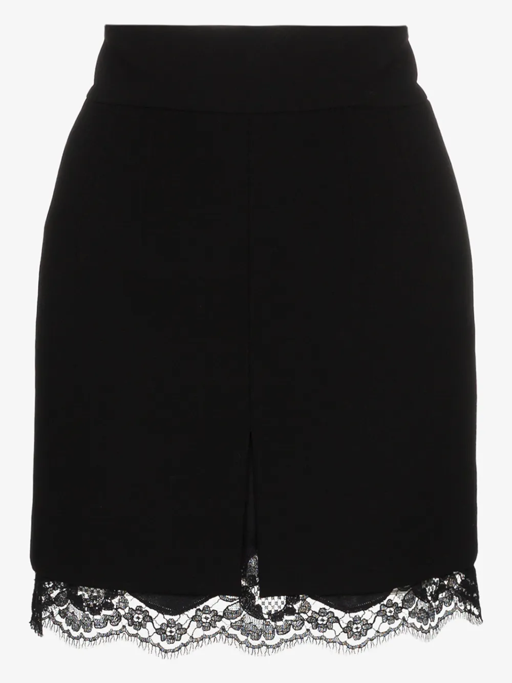 Dolce & Gabbana Chantilly Lace-trimmed Stretch-wool Mini Skirt In Black