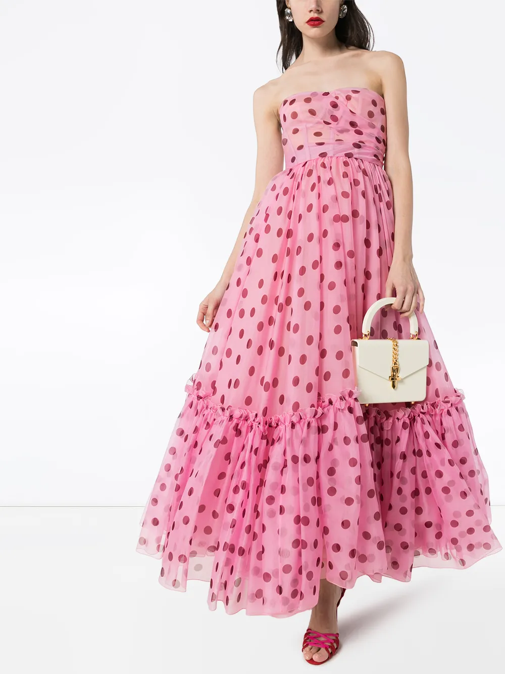 pink dress polka dots