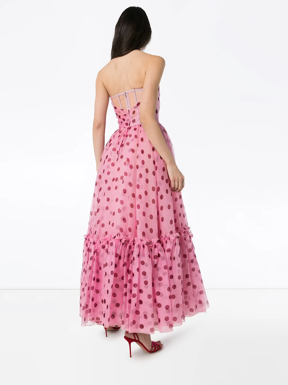 strapless polka dot dress