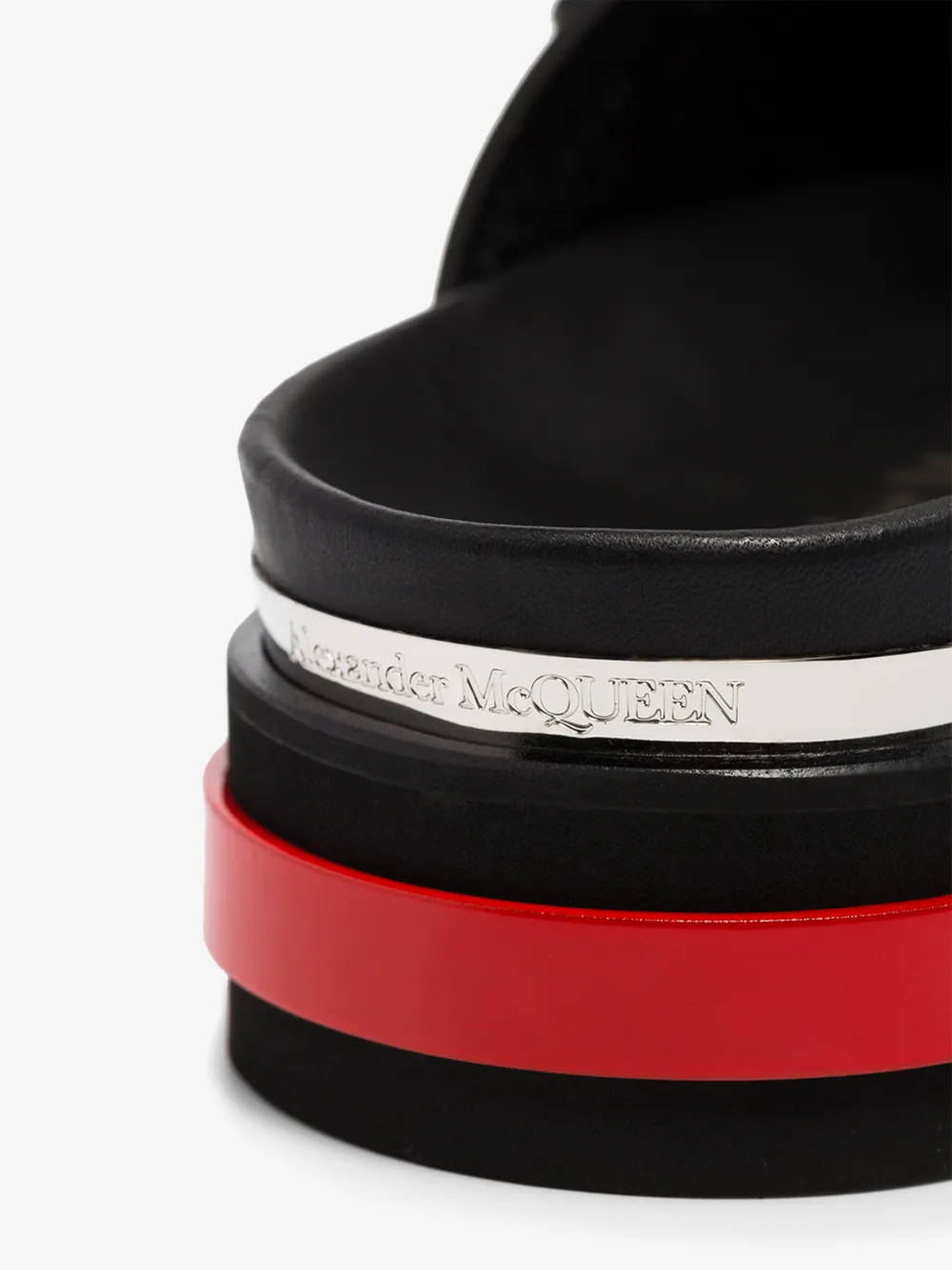 ALEXANDER MCQUEEN ALEXANDER MCQUEEN WOMENS BLACK AND RED FLATFORM LEATHER SANDALS,611722WHXN314553809