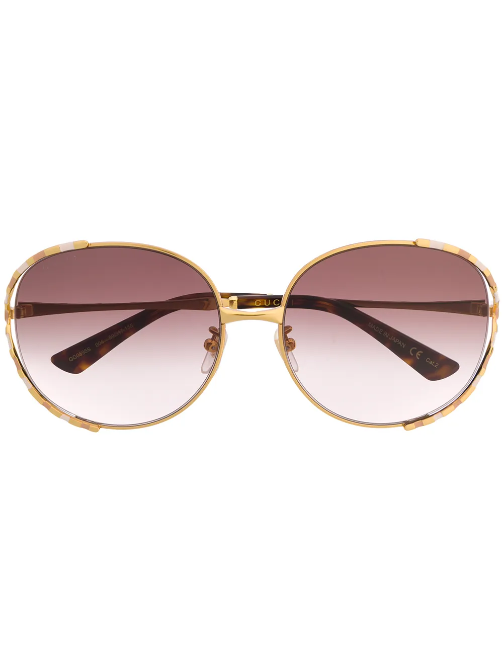 

Gucci Eyewear lentes de sol con armazón a rayas - Dorado