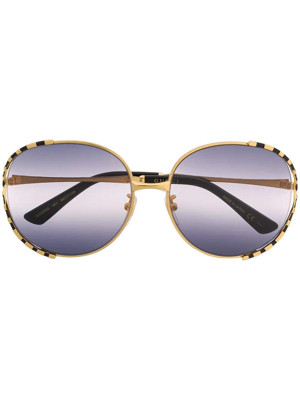 Gucci Eyewear Zonnebril met gestreept montuur Goud