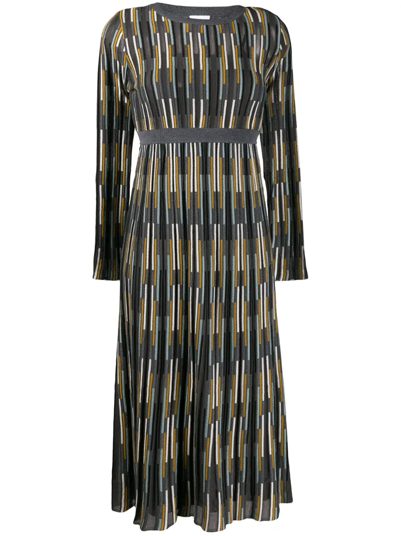 Click to view more detailed imagery on our partner's website M Missoni Gestricktes Intarsien-Kleid In Grey