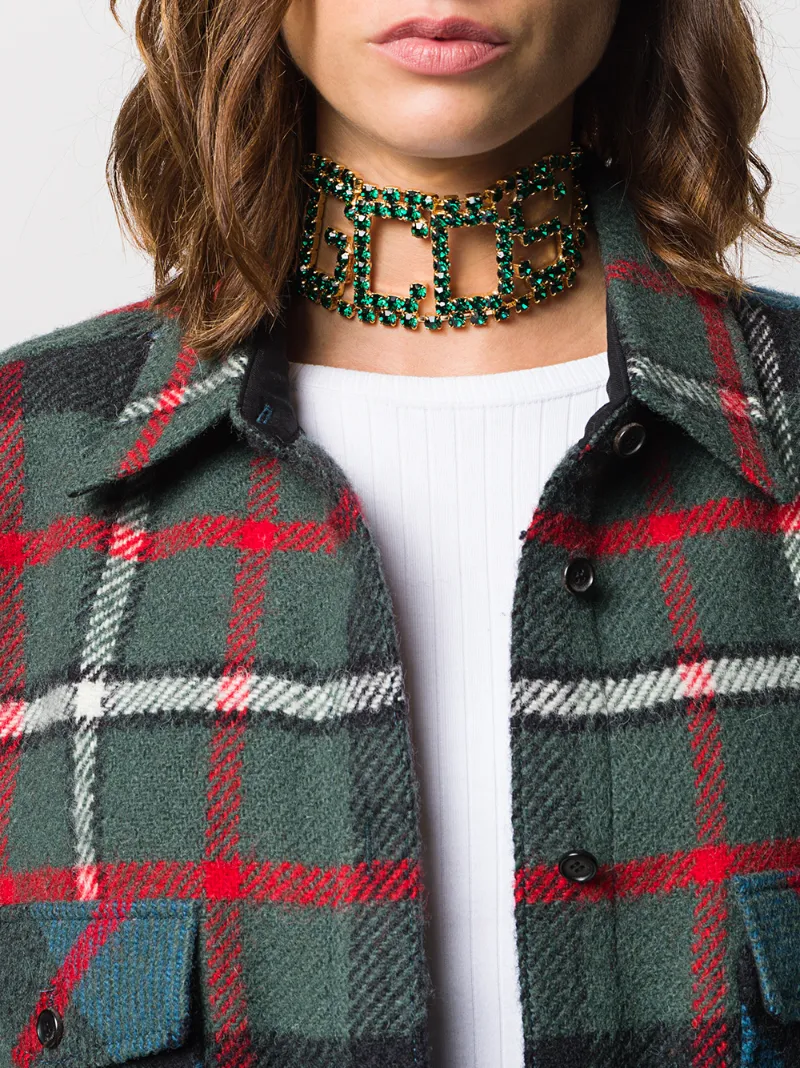 Gcds Logo Strass Choker In Green