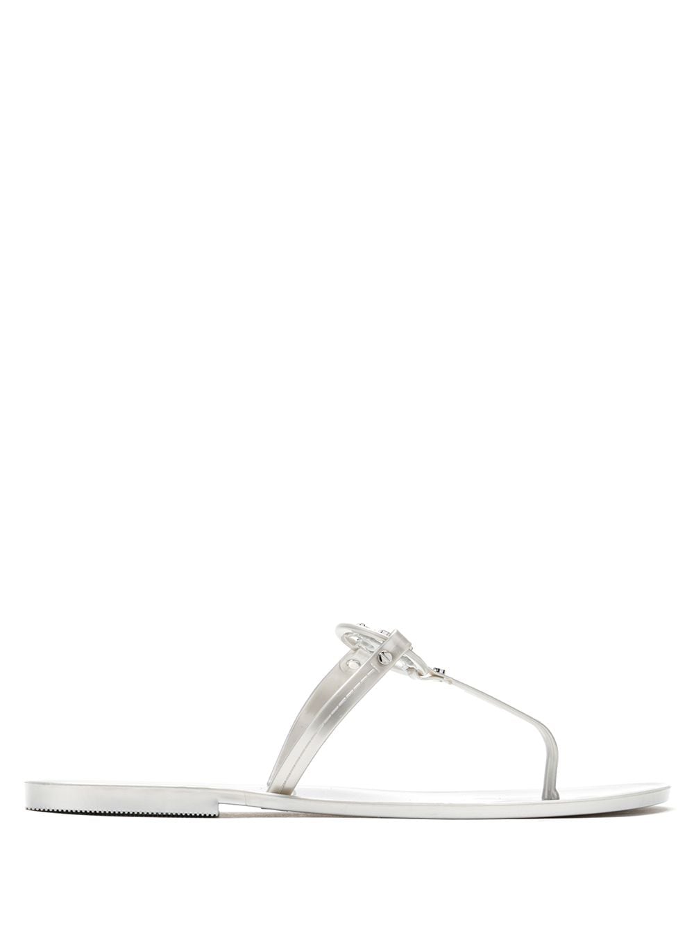 Tory Burch Miller Logo Plaque Sandals In Silver