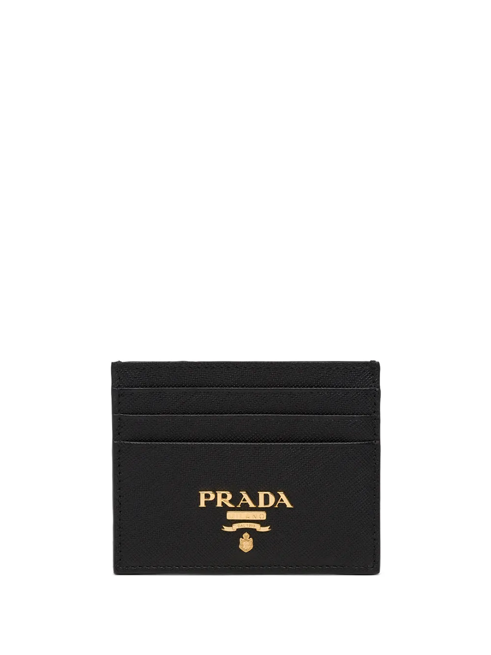 Shop Prada Compact Front Logo Cardholder In Black