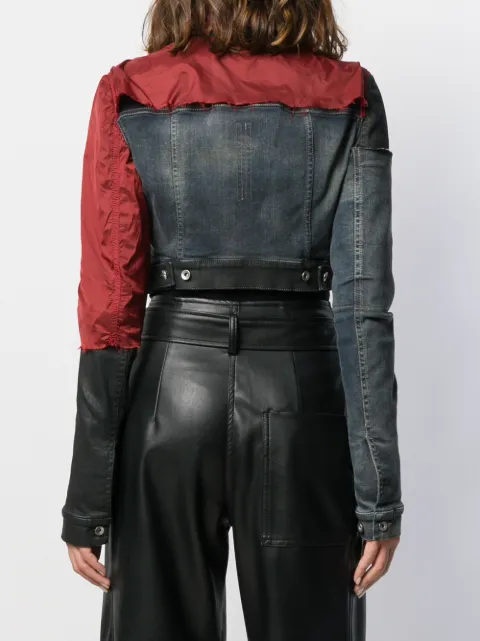 Rick Owens Drkshdw Patchwork Denim Jacket In Red