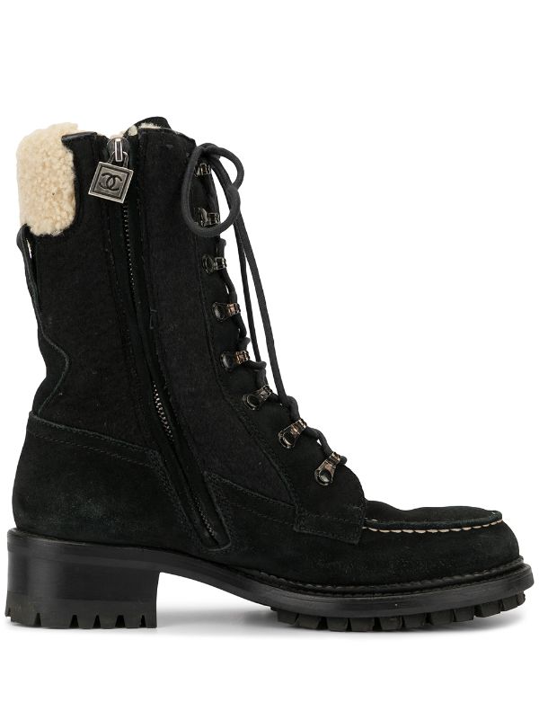 chanel shearling boots