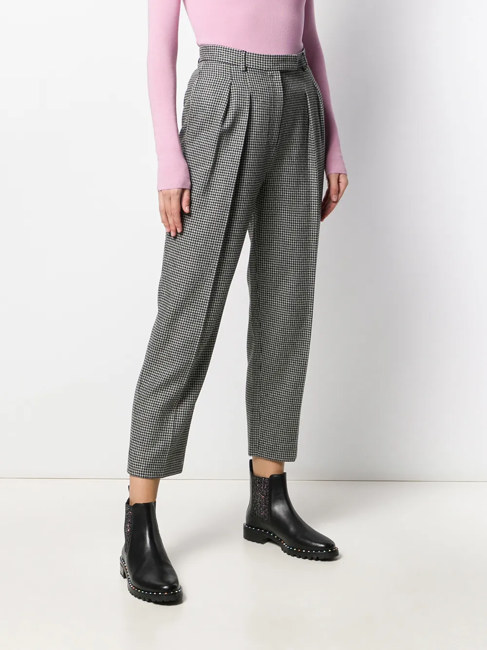 A.P.C. Broek met pied-de-poule print Zwart