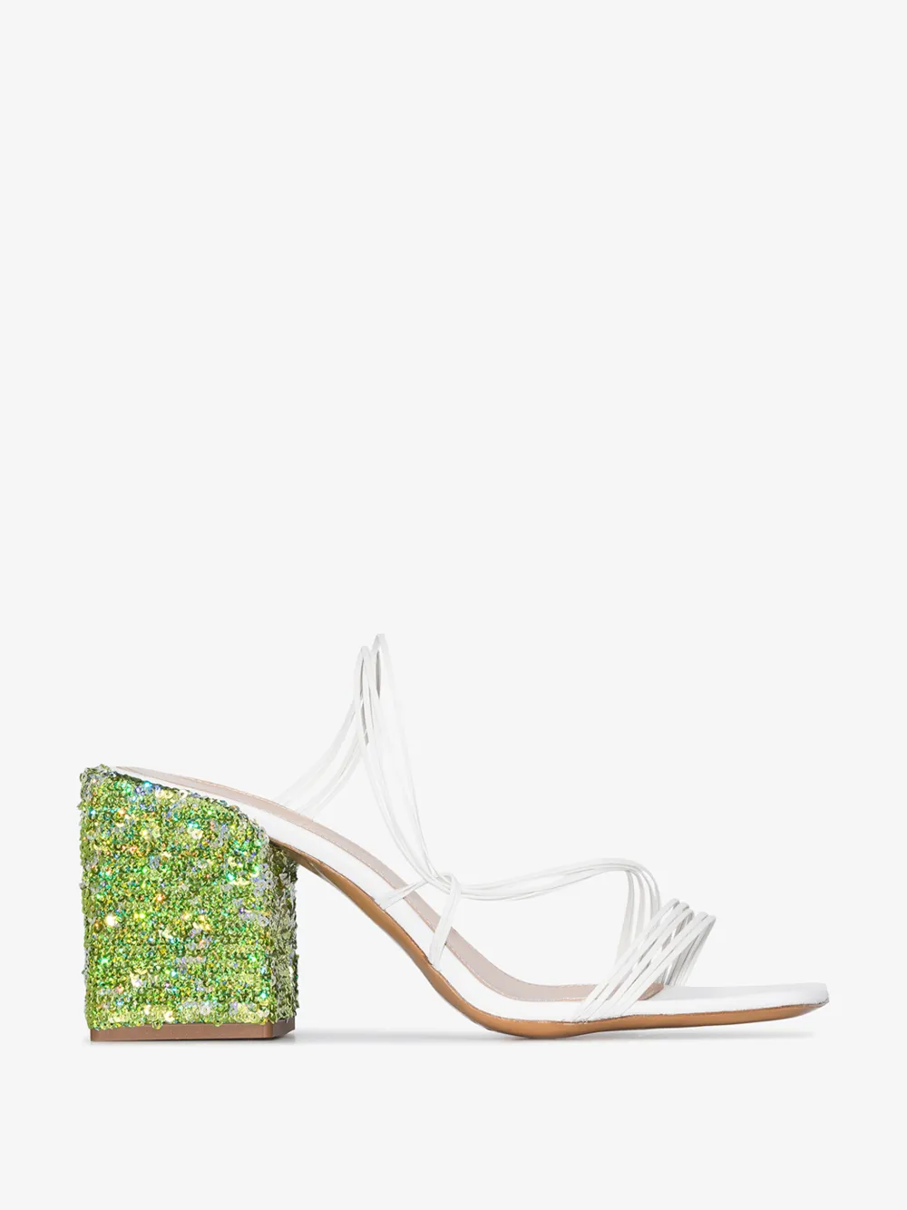 JACQUEMUS JACQUEMUS WHITE LES MULES ESTELLO 70 SEQUIN HEEL SANDALS,201FO1120114559332