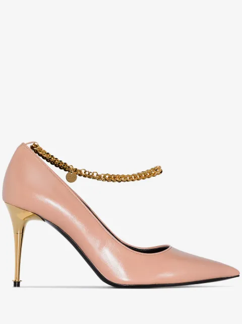 TOM FORD chain-trimmed 85mm leather pumps