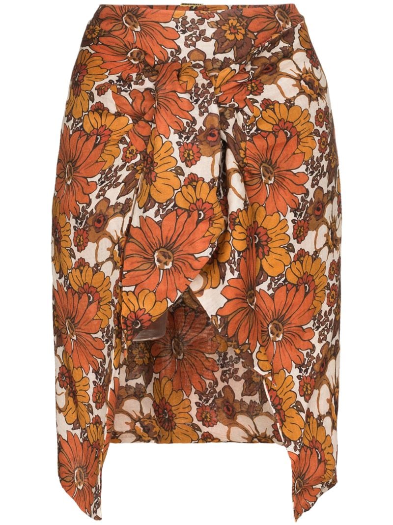 Shop Dodo Bar Or Mosa Floral Wrap Mini Skirt In Orange