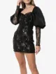 ROTATE puff-sleeve sequinned mini dress