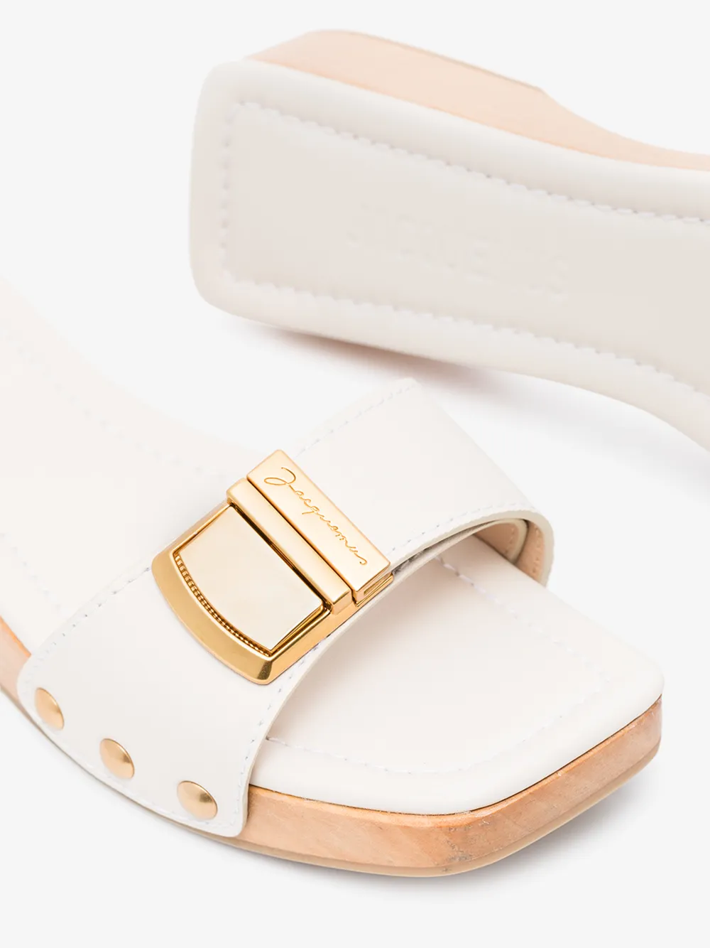 JACQUEMUS JACQUEMUS WHITE LES TATANES 15 WOODEN CLOG SANDALS,201FO0520114559558