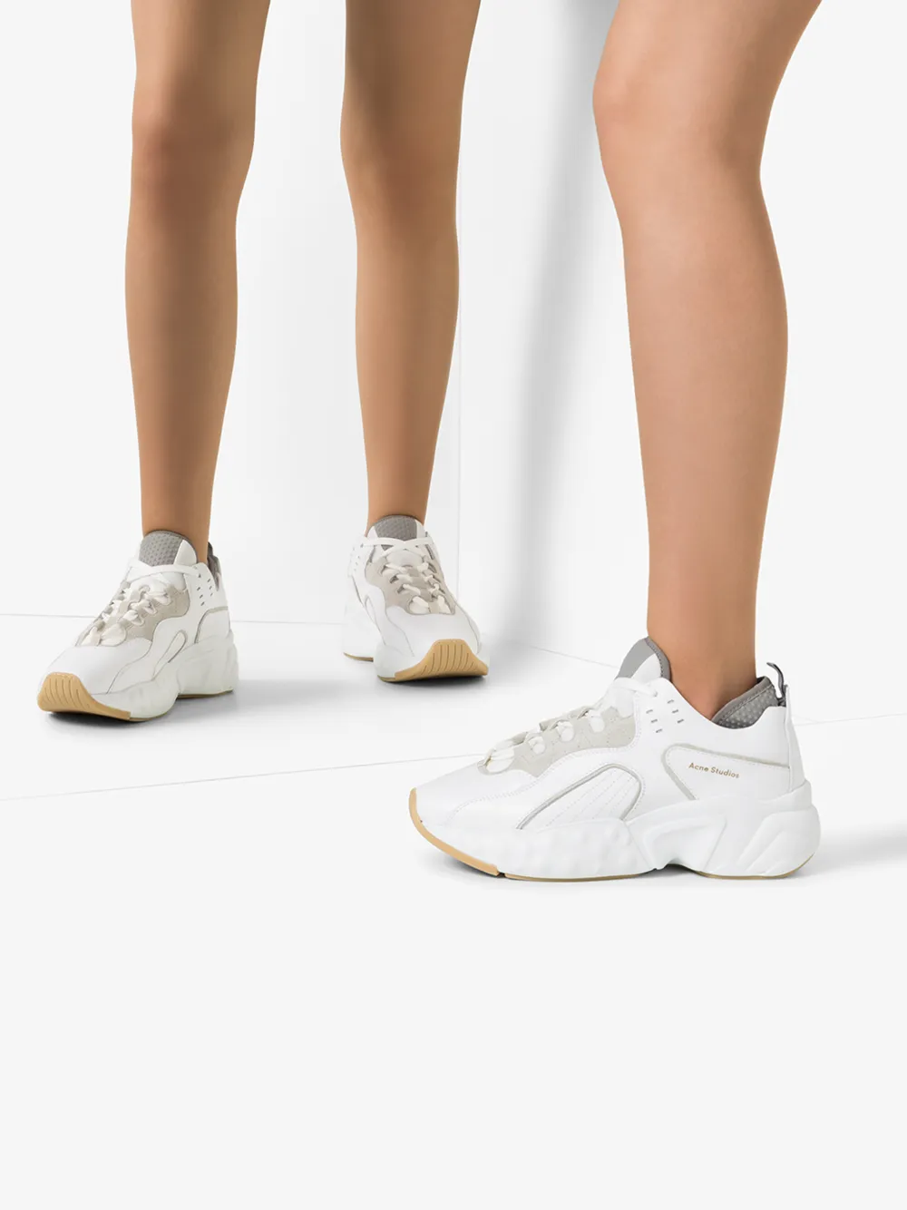 ACNE STUDIOS ACNE STUDIOS WHITE MANHATTAN LEATHER SNEAKERS,AD0004ANC14559564