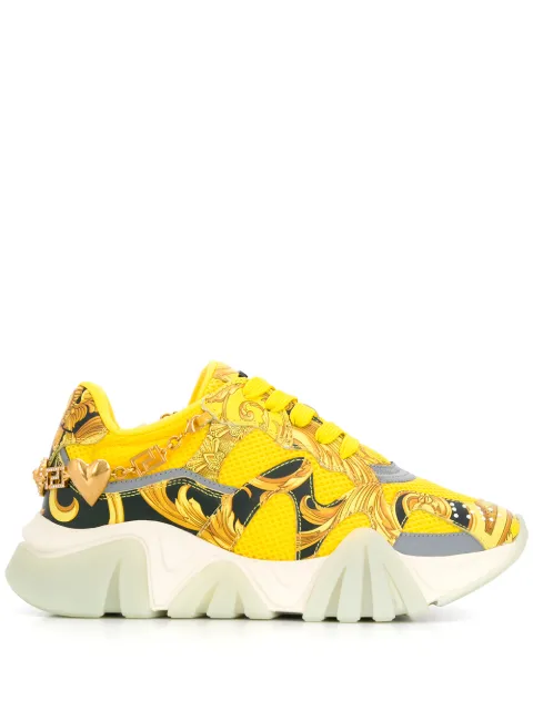 VERSACE PLATFORM SIGNATURE-PRINT SNEAKERS
