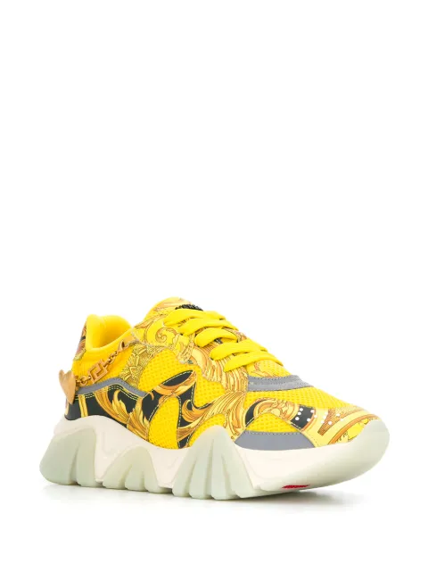 VERSACE PLATFORM SIGNATURE-PRINT SNEAKERS