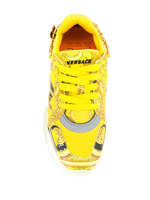 VERSACE PLATFORM SIGNATURE-PRINT SNEAKERS