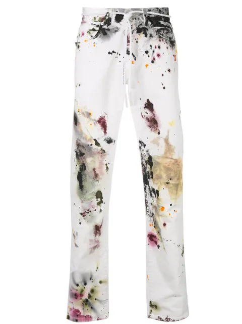 Off-White Skinny-Jeans mit Farbklecks-Print