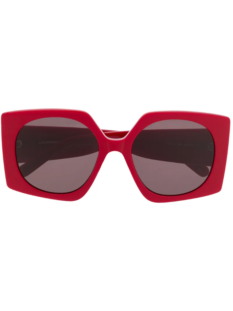 Courrèges Cl 1907 Square-frame Sunglasses In Red