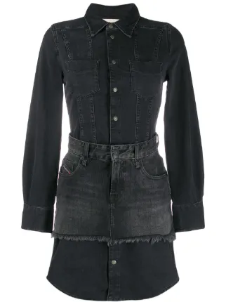 diesel denim shirt dress with skirt overlay